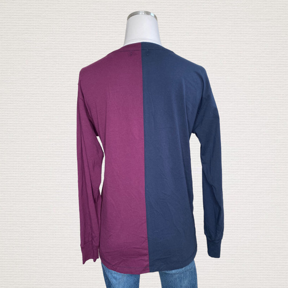 BP Split Sport Long Sleeve Graphic Top In Navy/Purple Redone Sport - Picture 7 of 9